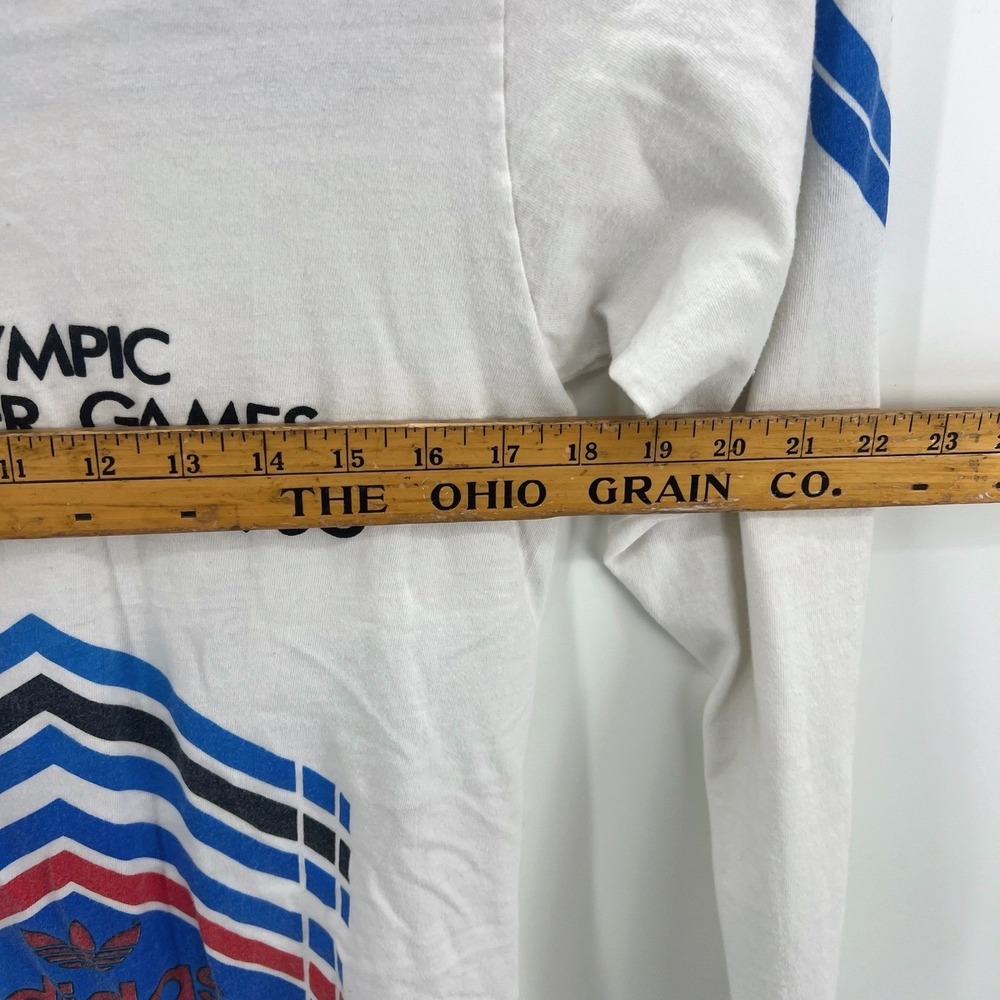 Adidas Olympic Winter Games 1980 Mens M White Vintage Long Sleeve Graphic Tee - Picture 7 of 9